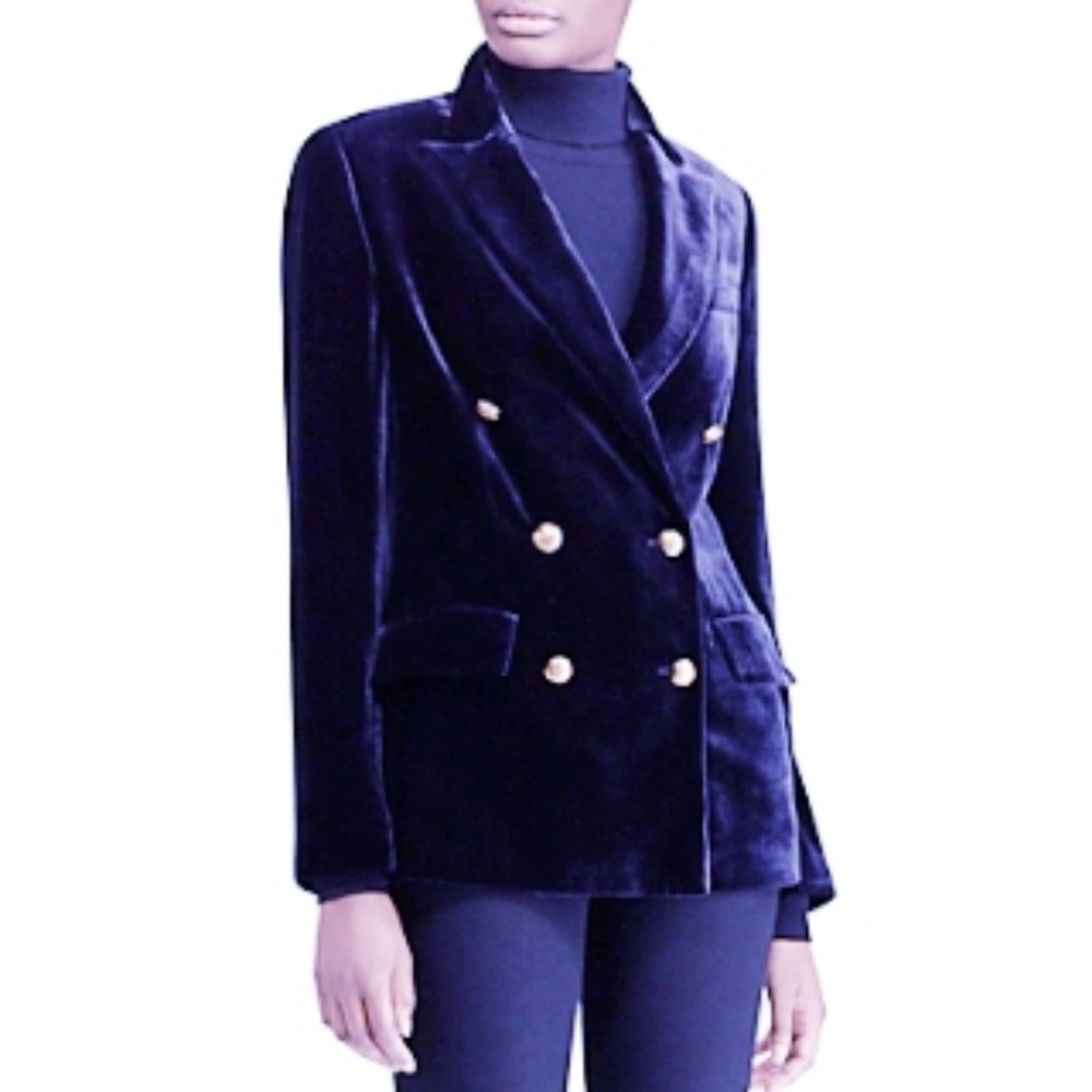 LAUREN RALPH LAUREN Velvet Double-Breasted Blazer